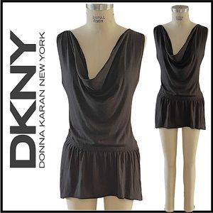 DKNY. Not Your Typical Back Top!! Sleeveless, Cowl Neck, Front Peplum. Sz: Sm.